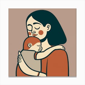 Mother And Child Minimal Illustration 1 Canvas Print