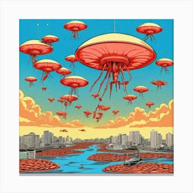 Aliens In The Sky 2 Canvas Print