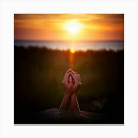 Sunset With Hands Canvas Print