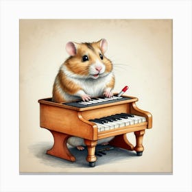 Hamster Playing Piano 5 Canvas Print