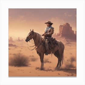 Cowboy In The Desert Canvas Print