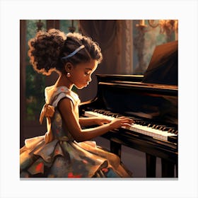 Little Black Girl Playing Piano 2 Canvas Print
