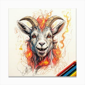 Goat With Flames 9 Canvas Print