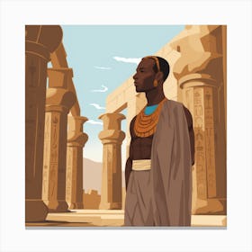 Egyptian Man In Front Of Pillars Canvas Print