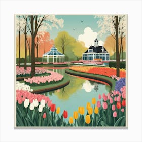 Default Keukenhof Gardens Netherlands Vintage Botanical Art Pr 2 Canvas Print