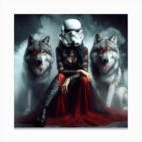 Stormtrooper And Wolves Canvas Print