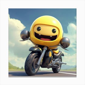 Yellow Motorcycle On The Road Canvas Print