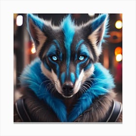 Create A Drawing Of A Furry Protogen With Blue Canvas Print