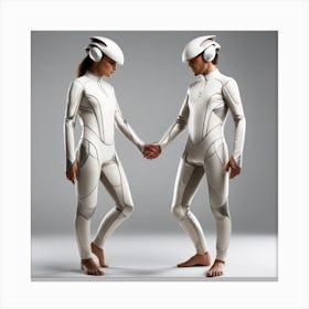 Futuristic Couple Holding Hands Canvas Print