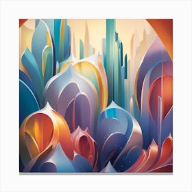 Abstract Cityscape Bohemian Shapes Monochromatic Canvas Print