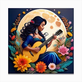 Girl with guitar Canvas Print