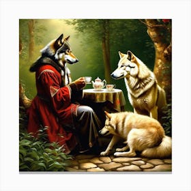 Tea With Wolves Canvas Print