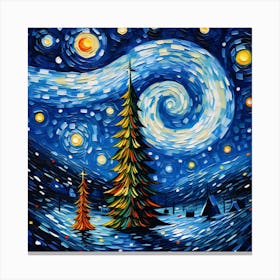The Starry Night Christmas Version Canvas Print