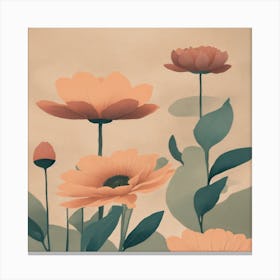 Flowers On A Beige Background Canvas Print