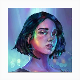 Girl With Neon Lights Canvas Print