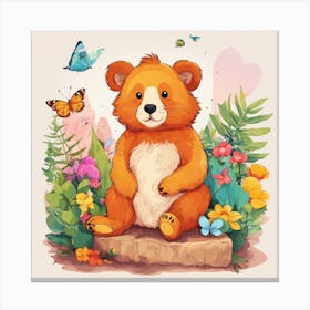 Teddy Bear In The Garden Canvas Print