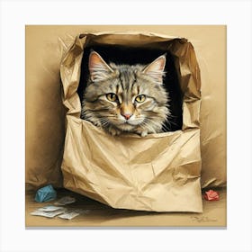 Cat In A Bag 3 Canvas Print