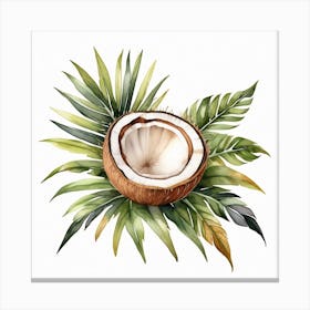 Coconut on Palm leaf 2 Canvas Print