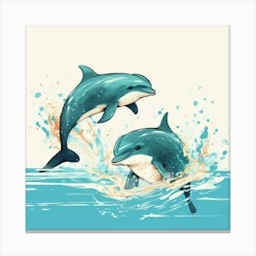 Dolphins Jumping In The Water Canvas Print