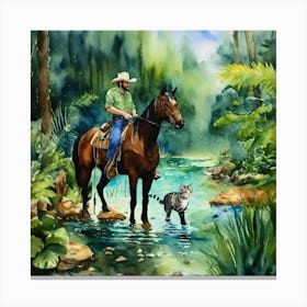 Horse And A Cat Canvas Print