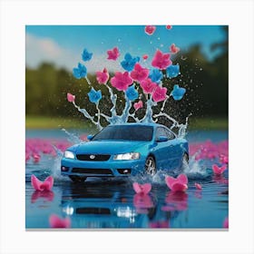 Car Splashing With Butterflies Canvas Print