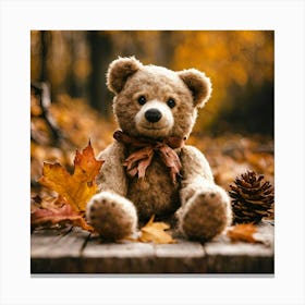 Autumn Teddy Bear Canvas Print