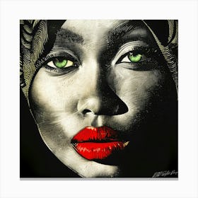 Green Eyed Girl - Ruby Red Lips Canvas Print