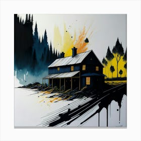 Colored House Ink Painting (44) Canvas Print