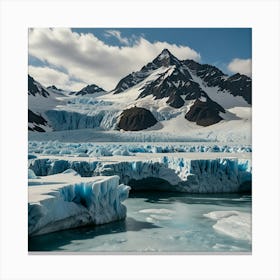 A Stunning Glacier With Blue Ice Formations, Towering Peaks, And A Bright, Sunny Sky 2 1 Canvas Print