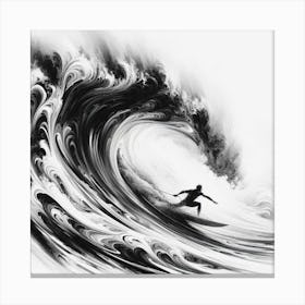 Black And White Surfer 2 Canvas Print