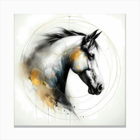 Horse Head Illustration In Creative Circles And Gold Accents Canvas Print