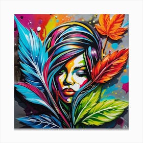 Girl With Feathers 3 Canvas Print