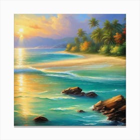 Sunset On The Beach 76 Canvas Print