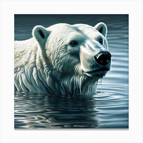 Waterlogged Polar Bear in an Arctic Sea Canvas Print