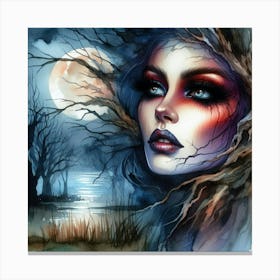 Spooky Woman In The Forest Canvas Print