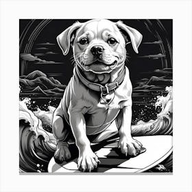 Dog On Surfboard Canvas Print