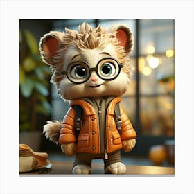 Cartoon Cat With Glasses Canvas Print