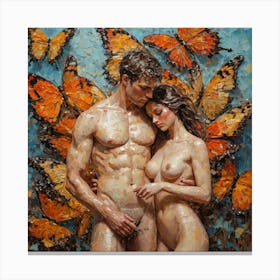 Couple With Butterflies van gogh style Canvas Print