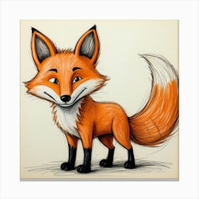 Fox Drawing Canvas Print