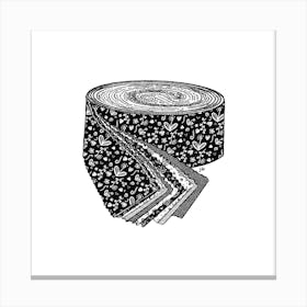 Floral Jelly Roll Fabric Black and White Canvas Print