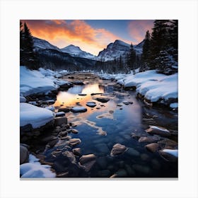 Sunset Over The River Canvas Print