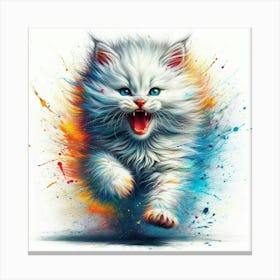 White Cat Painting 5 Canvas Print