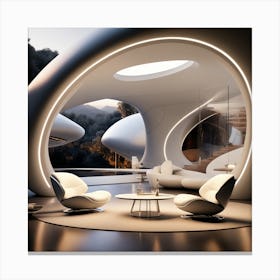 Futuristic Living Room 11 Canvas Print