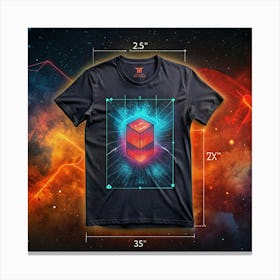 Black T Shirt Design With A 3d Cube Illustration Canvas Print