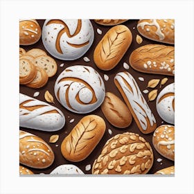 Realistic Bread And Flour Flat Surface Pattern For Background Use Ultra Hd Realistic Vivid Colors (1) Canvas Print