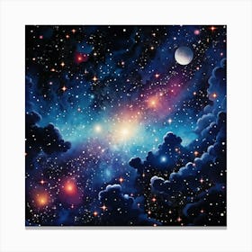 Abstract Illustration Showcasing The Rich Tapestry Of Cosmos With Contrasting Patterns Of Bright Fl (1) 2 Canvas Print