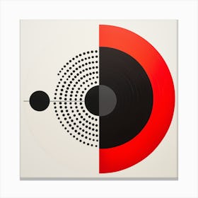 Abstract Geometry - Black Circles and Red Semicircle Canvas Print