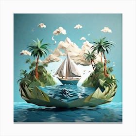 Leonardo Diffusion Xl A Sailboat Made Of Origami Paper Floatin 1 Canvas Print