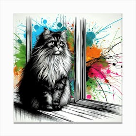 Cat In The Window Canvas Print