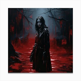 Girl With Blood On Her Face Canvas Print